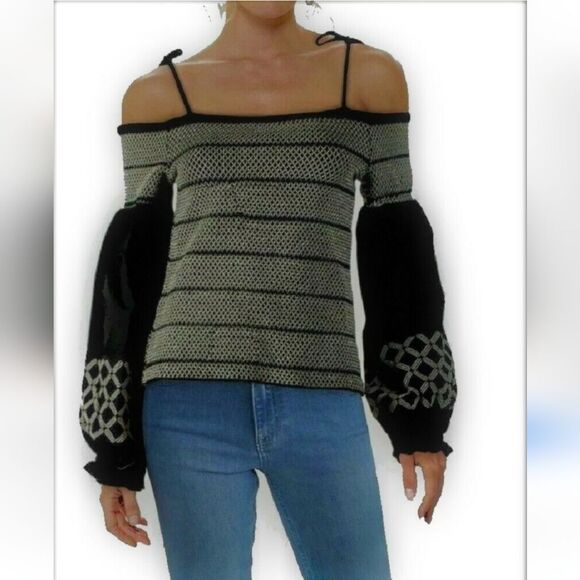 INC Vacay Shop Off The Shoulder Top with Balloon Sleeves & Embroidery Size S - Picture 3 of 13